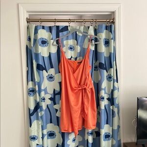 Boohoo orange silky wrap dress